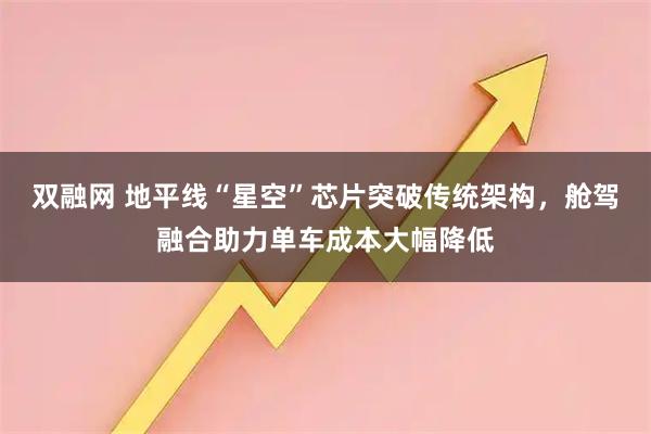 双融网 地平线“星空”芯片突破传统架构，舱驾融合助力单车成本大幅降低